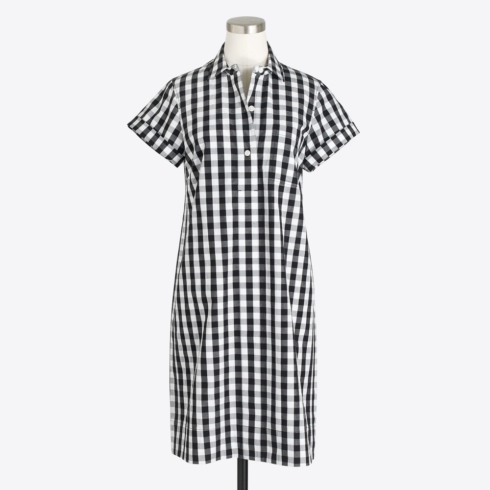 J. Crew Black and White Plaid Shirt Dress